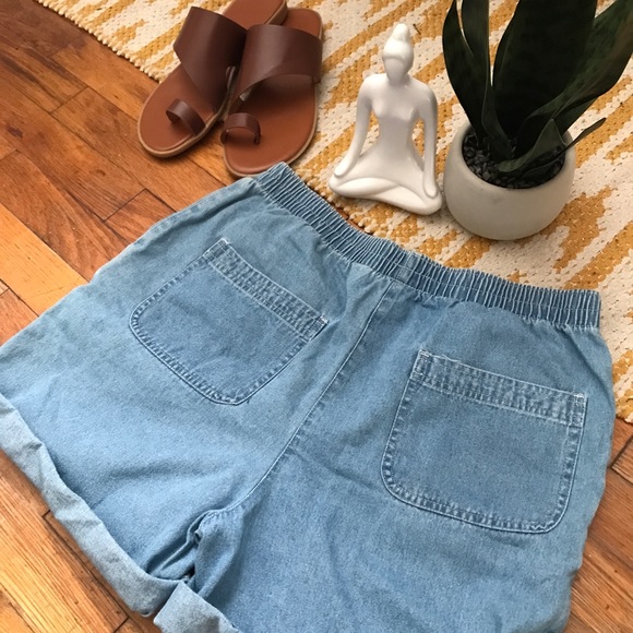 Vintage Paperbag Roll Cuff Denim Shorts - Picture 2 of 6
